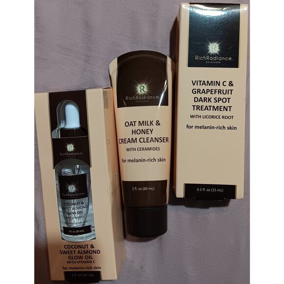 Rich Radiance 3 Ct. NEW Coconut Almond Oil Glow Oil 1 oz. Dk Spot Treatment Etc. - Picture 1 of 1